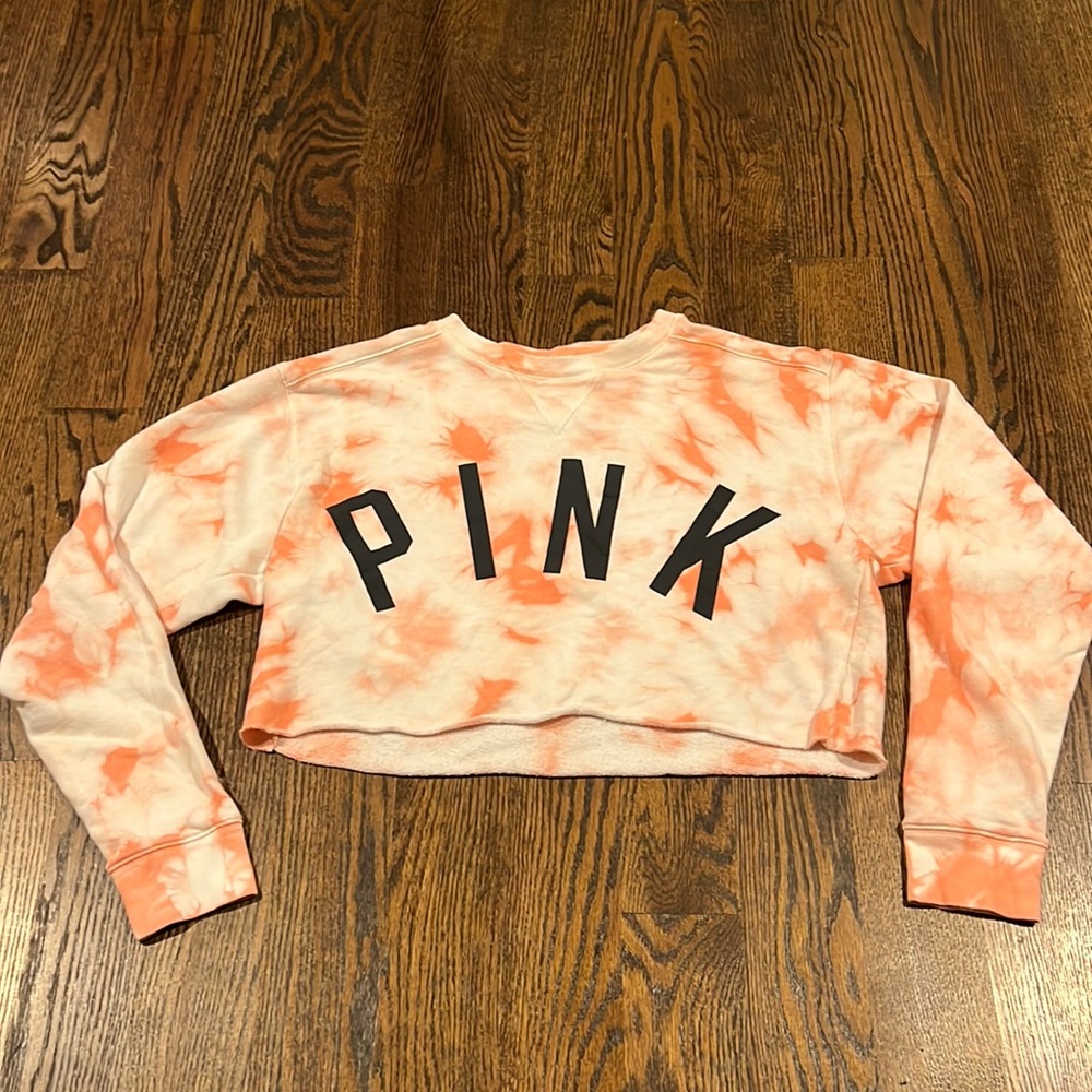 PINK tie dye crop sweatshirt Size XS